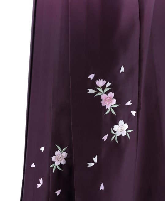 卒業式袴単品レンタル[刺繍]グレー×赤紫ぼかしに桜刺繍[身長151-155cm]No.573